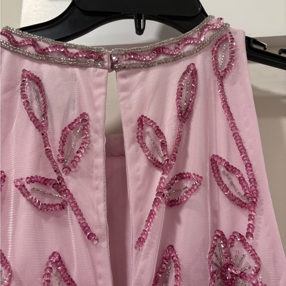Adrianna Papell Blouson Mermaid Gown with Jasmine Beading in Pink Lace - Picture 8 of 11